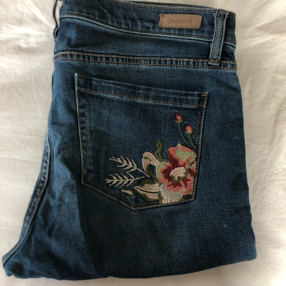 Embroidered floral jeans